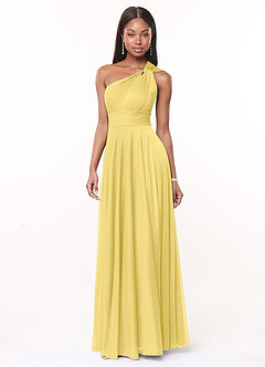 Azazie Charlize Abiti da Damigella Abito A-Line in Maglia Monospalla Canarino image3