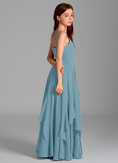 Azazie Karan Junior Moody Blue A-Line Chiffon Dress image6