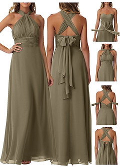 Azazie Fifi Jurken voor bruidsmeisjes Converteerbaar Jurk van Chiffon met A-Lijn Strapless Wilgengroen image9