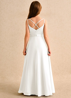 Azazie Umina Girls Formal Flower Girl Klänningar Klä A-Line i Matt satäng Plisserad image2