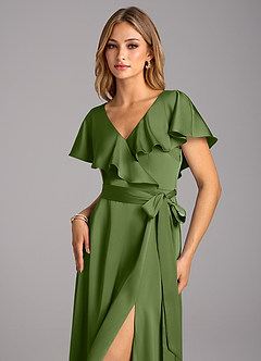 Azazie Lainey Bridesmaid Dresses Juniper A-Line with Pockets Stretch Satin Dress image6