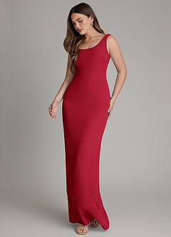 Azazie Hadley Bridesmaid Dresses Scarlet Mermaid Pleated Chiffon Dress image4