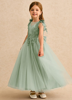 Azazie Sukie Sukienki dla dziewczynek sypiących kwiaty Suknia balowa Koronka Sznurówka Długość kostki Sukienka image3