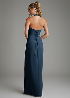 Azazie Tina Bridesmaid Dresses Dark Navy Mermaid Corset Chiffon Dress image6