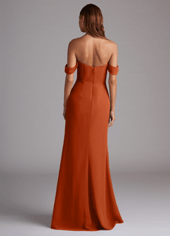 Azazie Saige Jurken voor bruidsmeisjes Converteerbaar Jurk van Chiffon met A-Lijn Off the Shoulder Verbrande Sinaasappel image7