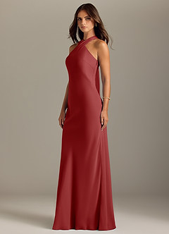Azazie Doretta Bridesmaid Dresses Rust Mermaid Pleated Chiffon Dress image4