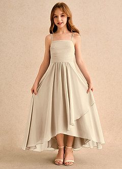 Azazie Twilight Dance Girls Formal Abiti da Ragazza di Fiori Abito A-Line in Chiffon Plissettato Champagne image6
