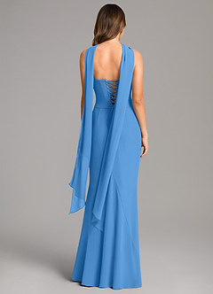 Azazie Sorrel Robes de demoiselle d'honneur Robe Sirène en Mousseline de soie Corset Geai Bleu image5