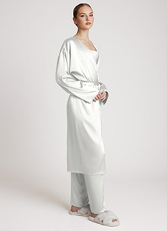 front Satijnen loungewearset met lange mouwen, 3-delig