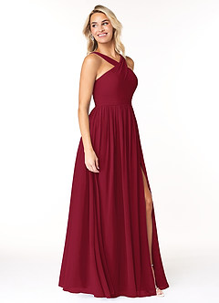 Azazie Elvira Bridesmaid Dresses Burgundy A-Line Pleated Chiffon Dress image4