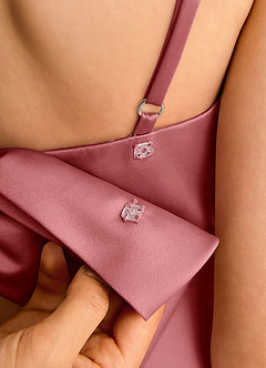 Azazie Joella Junior Formal Jurken voor bloemenmeisjes A-Lijn Jurk van Mat Satijn Geplooid Antieke Roos image7