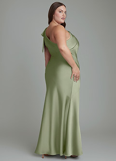 Azazie Yuanna Bridesmaid Dresses Pistachio Mermaid One Shoulder Stretch Satin Dress image9
