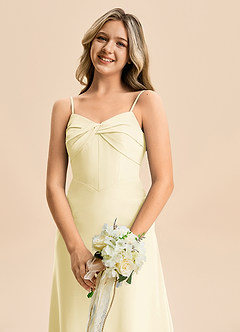 Azazie Jordyn Junior Lemon Sorbet A-Line Sweetheart Neckline Chiffon Dress image7