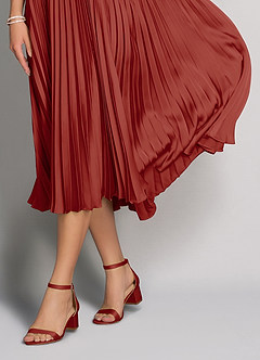 front Matching Color Matte Satin Block Heel Sandals & Envelope Clutch Set