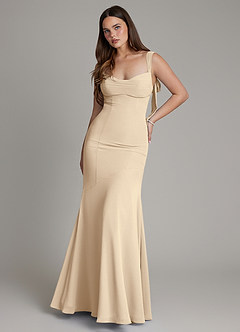 Azazie Carlotta Bridesmaid Dresses Champagne Mermaid Sweetheart Neckline Chiffon Dress image1
