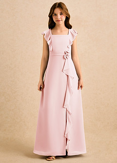 Azazie Soso Girls Formal Flower Girl Klänningar Klänning A-Line i Chiffong Plisserad image3