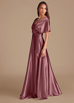 Azazie Pamela Bridesmaid Dresses Vintage Mauve A-Line Pleated Metallic Satin Dress image5