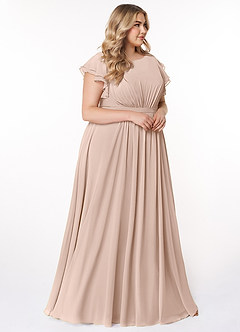 Azazie Daphne Modest Bridesmaid Dresses A-Line Ruffled Chiffon Floor-Length Dress image9