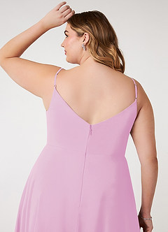 Azazie Daenerys Bridesmaid Dresses Candy Pink A-Line Cowl Chiffon Dress image12