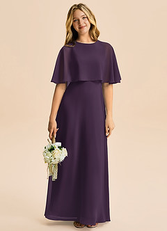 Azazie Maris Junior Plum A-Line Chiffon Dress image5