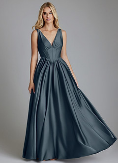 Azazie Delmie Bridesmaid Dresses Twilight A-Line Corset Stretch Satin Dress image1