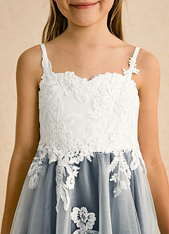 Azazie Coraline Jurken voor bloemenmeisjes A-Lijn Jurk van Kant Ivoor Neptunus image6