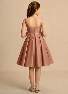 Azazie Jello Flower Girl Dresses Bronzer Ball-Gown Pleated Matte Satin Dress image2