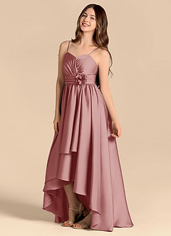 Azazie Catalina Junior Jurk van Stretch Satijn met A-Lijn Sweetheart Halslijn Stoffige Roos image7