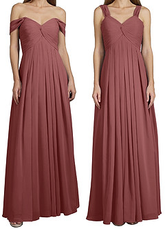 Azazie Kaitlynn Bridesmaid Dresses Amethyst Empire Ruched Chiffon Convertible Dress image8