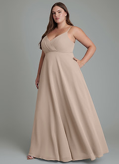 Azazie Amani Bridesmaid Dresses Taupe A-Line Pleated Chiffon Dress image10