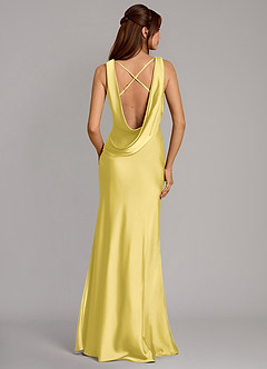 Azazie Cheryl Robes de demoiselle d'honneur Robe Sirène en Satin extensible Canari image1