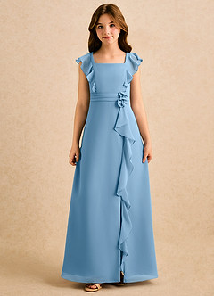Azazie Soso Girls Formal Flower Girl Klänningar Klänning A-Line i Chiffong Plisserad image3