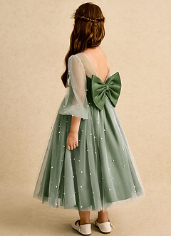 Azazie Trudy Flower Girl Dresses Olive Ball-Gown Sweetheart Neckline Tulle Dress image7