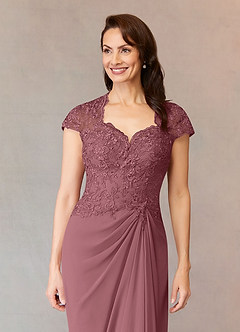 Azazie Junie Mother of the Bride Dresses Desert Rose A-Line Lace Chiffon Dress image9