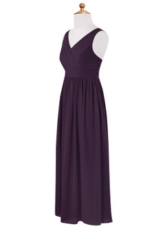 Azazie Kora Junior Plum A-Line Pleated Chiffon Dress image7