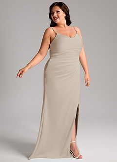 Azazie Deandra Bridesmaid Dresses Frost Mermaid Pleated Stretch Satin Dress image11