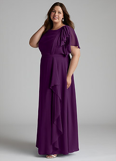 Azazie Aaliyah Modest Bridesmaid Dresses A-Line Scoop Pleated Chiffon Floor-Length Dress image7