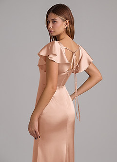 Azazie Elkie Bridesmaid Dresses Rose Gold Mermaid Square Neckline Stretch Satin Dress image7