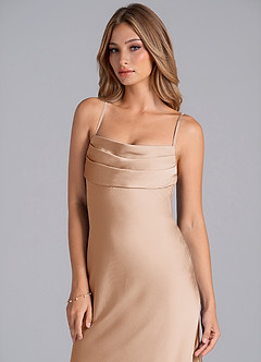 Azazie Seema Bridesmaid Dresses English Rose Mermaid Corset Stretch Satin Dress image2