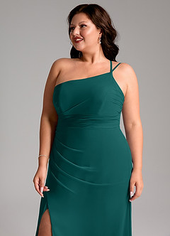 Azazie Eren Bridesmaid Dresses Peacock Sheath One Shoulder Chiffon Dress image13
