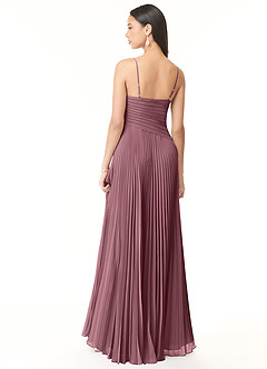 Azazie Vini At-home Try On Dresses Matcha A-Line V-Neck Pleated Chiffon Dress image2
