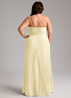 Azazie Eren Vestidos de damas de honor Vestido de Sorbete De Limón de Gasa de Corte Recto con Hombro unilateral image9