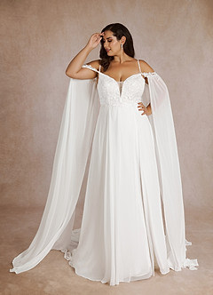 Azazie Nova Wedding Dresses Diamond White A-Line Sequins Chiffon Dress image10