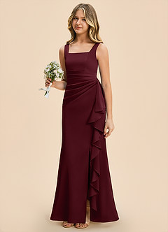 Azazie Adrienne Junior Robe Fourreau en Satin extensible Plissé Cabernet image1
