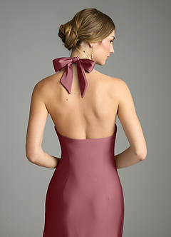 Azazie Nayeli Final Sale Desert Rose A-Line Pleated Stretch Satin Dress image7