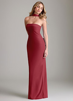 Azazie Lusinda Bridesmaid Dresses Pomegranate Mermaid Off the Shoulder Chiffon Convertible Dress image7