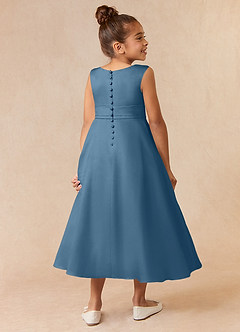Azazie Lindy Flower Girl Dresses Bermuda A-Line Pleated Matte Satin Dress image6