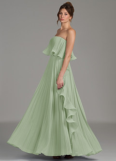 Azazie Alexia Robes de demoiselle d'honneur Robe Trapèze en Mousseline de soie Rayé Vert Sauge image5