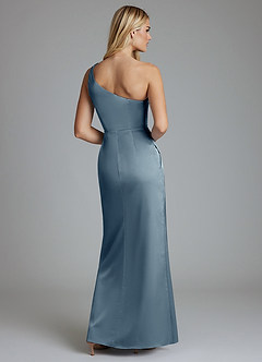 Azazie Adhara Suknie dla druhen Osłona Jedno ramię Satyna elastyczna Do ziemi Sukienka image6