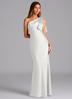 Azazie Yuanna Bridesmaid Dresses White Mermaid One Shoulder Stretch Satin Dress image5